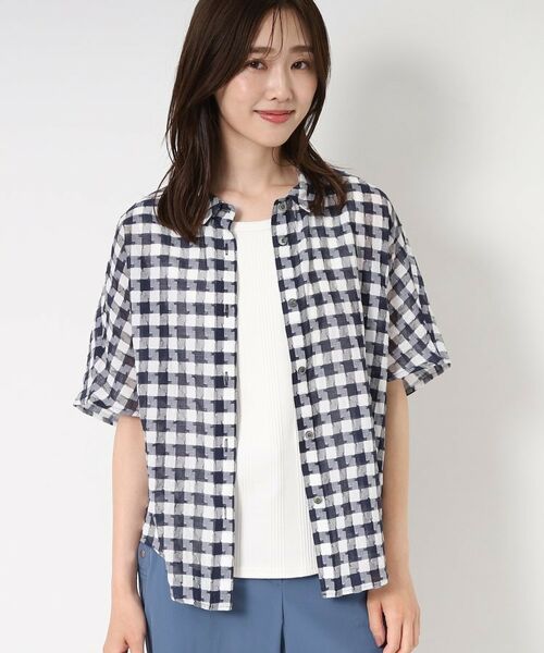 CORDIER / コルディア シャツ・ブラウス | 【M～4Lサイズ/洗える】シルク混シアーチェックシャツ | 詳細12