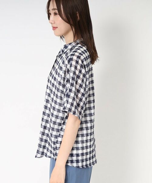 CORDIER / コルディア シャツ・ブラウス | 【M～4Lサイズ/洗える】シルク混シアーチェックシャツ | 詳細2