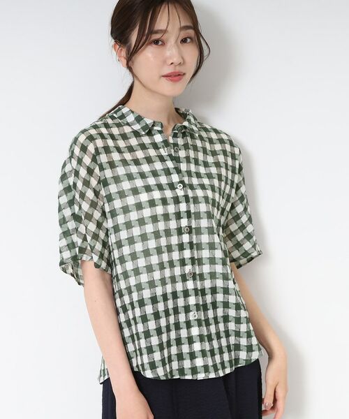 CORDIER / コルディア シャツ・ブラウス | 【M～4Lサイズ/洗える】シルク混シアーチェックシャツ | 詳細7