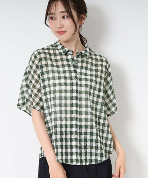 CORDIER / コルディア シャツ・ブラウス | 【M～4Lサイズ/洗える】シルク混シアーチェックシャツ | 詳細8