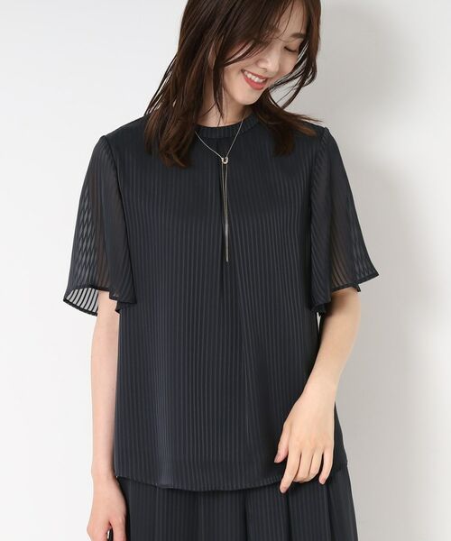 CORDIER / コルディア シャツ・ブラウス | 【M~4Lサイズ/セットアップ/洗える】艶サテンストライプ フレアブラウス | 詳細12