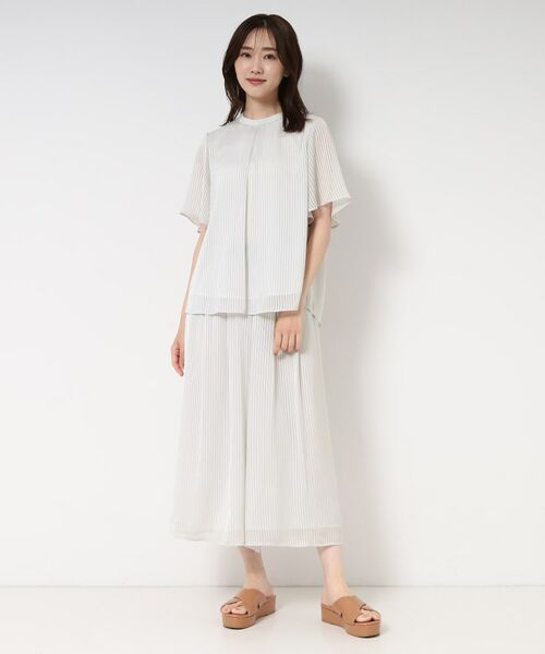 CORDIER / コルディア シャツ・ブラウス | 【M~4Lサイズ/セットアップ/洗える】艶サテンストライプ フレアブラウス | 詳細16