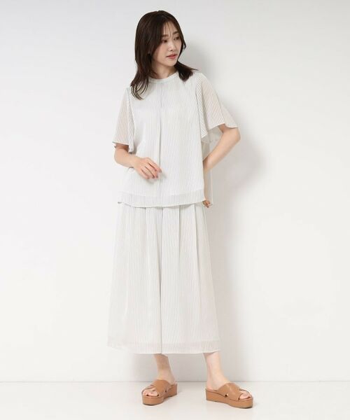 CORDIER / コルディア シャツ・ブラウス | 【M~4Lサイズ/セットアップ/洗える】艶サテンストライプ フレアブラウス | 詳細17