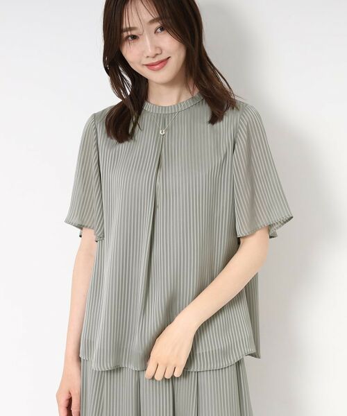 CORDIER / コルディア シャツ・ブラウス | 【M~4Lサイズ/セットアップ/洗える】艶サテンストライプ フレアブラウス | 詳細7