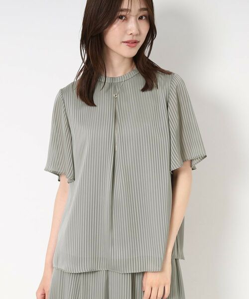CORDIER / コルディア シャツ・ブラウス | 【M~4Lサイズ/セットアップ/洗える】艶サテンストライプ フレアブラウス | 詳細8