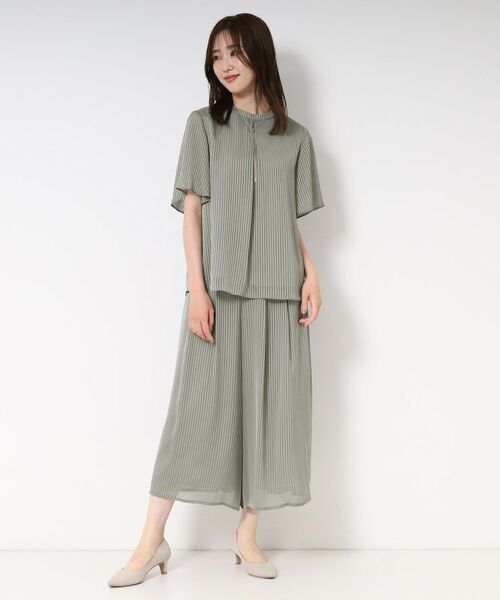 CORDIER / コルディア シャツ・ブラウス | 【M~4Lサイズ/セットアップ/洗える】艶サテンストライプ フレアブラウス | 詳細9