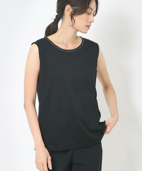 CORDIER / コルディア キャミソール・チューブトップ | 【M~4Lサイズ】レイヤードスタイルはお任せ コットンスムースタンクトップ(ブラック(019))