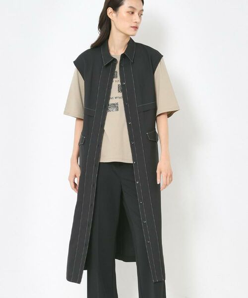 CORDIER / コルディア ロング・マキシ丈ワンピース | 【洗える】シックツイル トレンチディティールワンピース(ブラック(019))