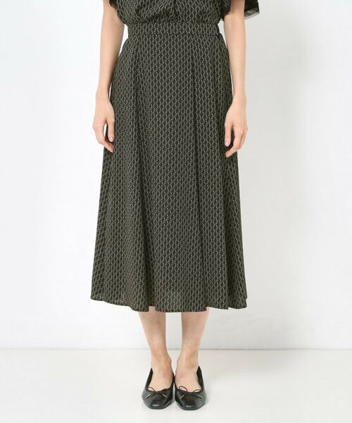 CORDIER / コルディア ロング・マキシ丈スカート | 【セットアップ／洗える】大人の着映え 幾何柄プリントフレアスカート | 詳細1