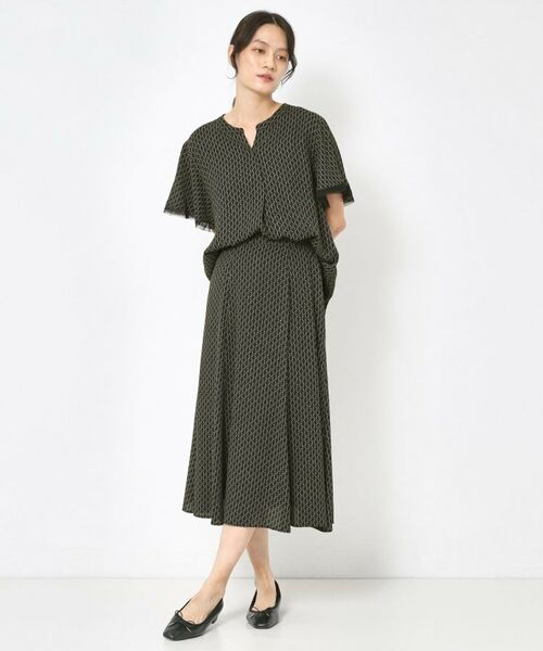 CORDIER / コルディア ロング・マキシ丈スカート | 【セットアップ／洗える】大人の着映え 幾何柄プリントフレアスカート | 詳細17