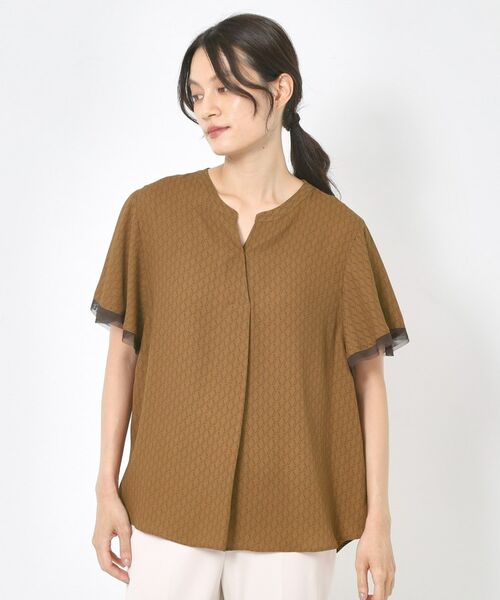 CORDIER / コルディア シャツ・ブラウス | 【セットアップ／洗える】大人の着映え 幾何柄チュールデザインブラウス | 詳細16