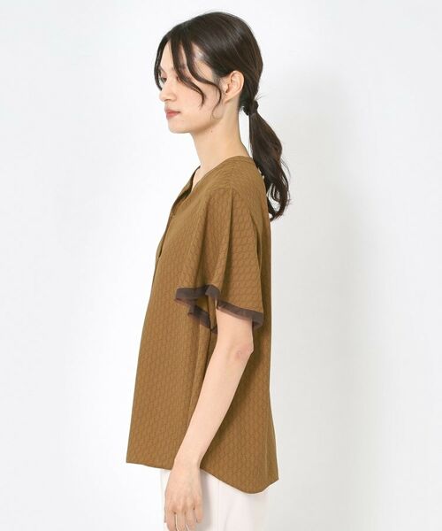 CORDIER / コルディア シャツ・ブラウス | 【セットアップ／洗える】大人の着映え 幾何柄チュールデザインブラウス | 詳細2