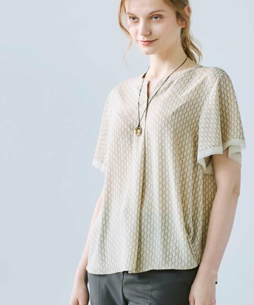 CORDIER / コルディア シャツ・ブラウス | 【セットアップ／洗える】大人の着映え 幾何柄チュールデザインブラウス | 詳細20