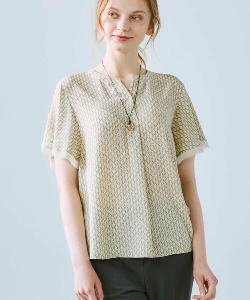 CORDIER / コルディア シャツ・ブラウス | 【セットアップ／洗える】大人の着映え 幾何柄チュールデザインブラウス | 詳細21