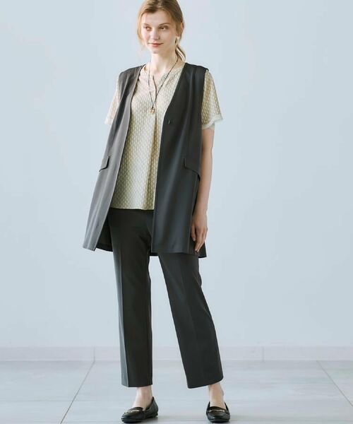 CORDIER / コルディア シャツ・ブラウス | 【セットアップ／洗える】大人の着映え 幾何柄チュールデザインブラウス | 詳細22