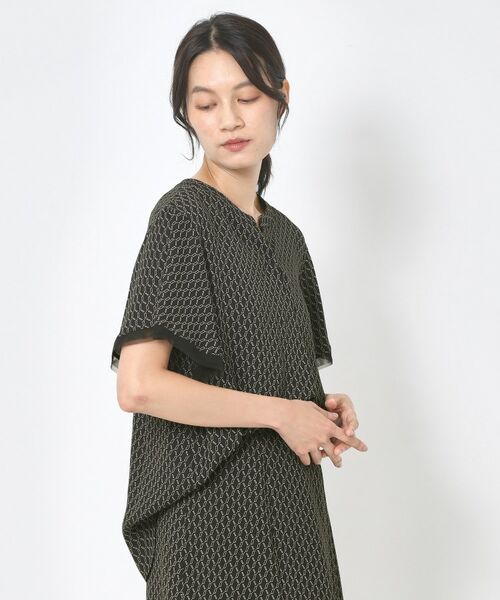 CORDIER / コルディア シャツ・ブラウス | 【セットアップ／洗える】大人の着映え 幾何柄チュールデザインブラウス | 詳細8