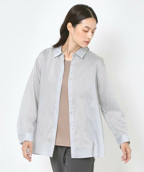 CORDIER / コルディア シャツ・ブラウス | 【洗える】シアーシルク混ストライプシャツ | 詳細17