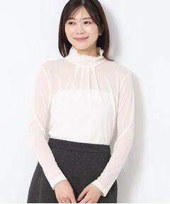 CORDIER / コルディア カットソー | 【M～4Lサイズ】ミラージュチュールハイネックプルオーバー