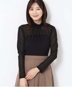 CORDIER / コルディア カットソー | 【M～4Lサイズ】ミラージュチュールハイネックプルオーバー