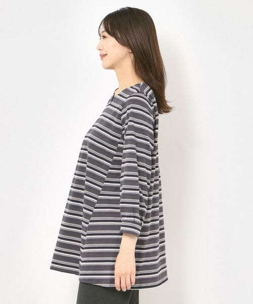 CORDIER / コルディア カットソー | 【M～4Lサイズ／洗える】上品に煌めくラメボーダーチュニック | 詳細2