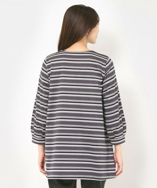 CORDIER / コルディア カットソー | 【M～4Lサイズ／洗える】上品に煌めくラメボーダーチュニック | 詳細3