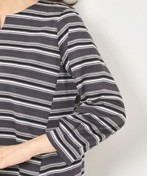 CORDIER / コルディア カットソー | 【M～4Lサイズ／洗える】上品に煌めくラメボーダーチュニック | 詳細5