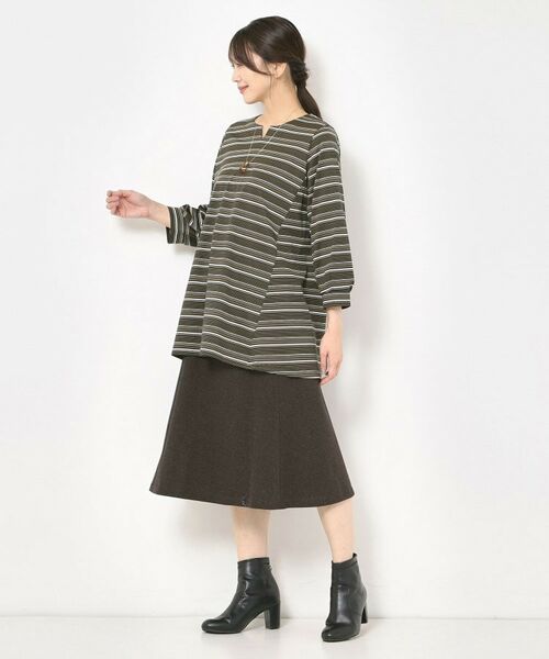 CORDIER / コルディア カットソー | 【M～4Lサイズ／洗える】上品に煌めくラメボーダーチュニック | 詳細8