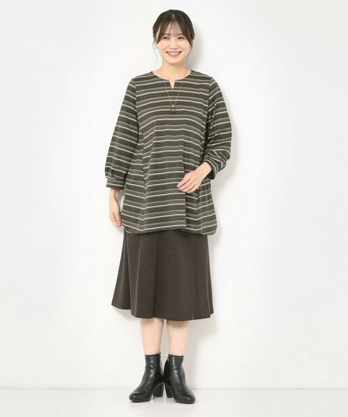 CORDIER / コルディア カットソー | 【M～4Lサイズ／洗える】上品に煌めくラメボーダーチュニック | 詳細9