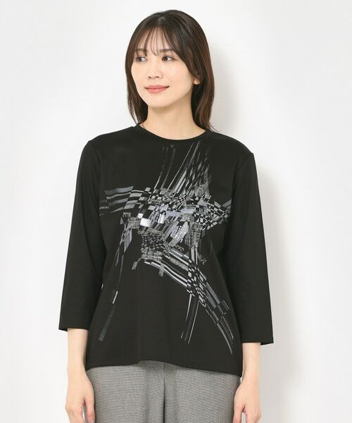 CORDIER / コルディア カットソー | 【M～4Lサイズ／洗える】アリオリティスムース七分袖プルオーバー | 詳細1