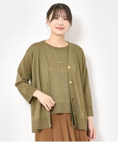 CORDIER コルディア ポタニカルプリント チュニック 裾ボーダー入り CORDIER コルディア ポタニカルプリント チュニック 裾ボーダー