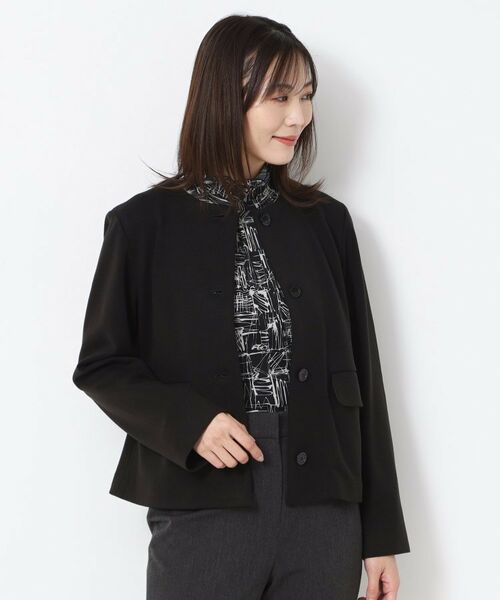 CORDIER / コルディア ノーカラージャケット | 【M～3Lサイズ／裾チュール取り外し可／着丈変化／セットアップ可】ファンタスジャージツイード調ジャケット | 詳細13