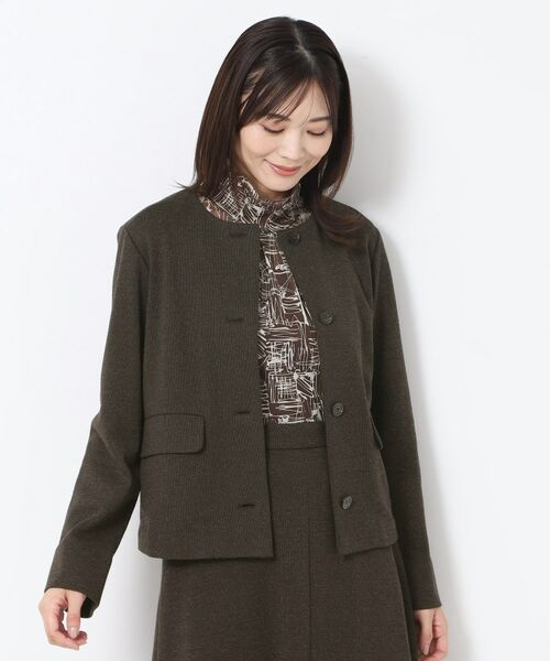 CORDIER / コルディア ノーカラージャケット | 【M～3Lサイズ／裾チュール取り外し可／着丈変化／セットアップ可】ファンタスジャージツイード調ジャケット | 詳細19