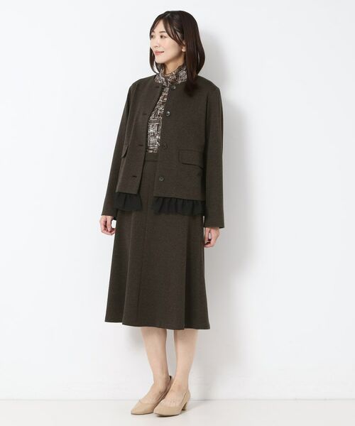 CORDIER / コルディア ノーカラージャケット | 【M～3Lサイズ／裾チュール取り外し可／着丈変化／セットアップ可】ファンタスジャージツイード調ジャケット | 詳細21