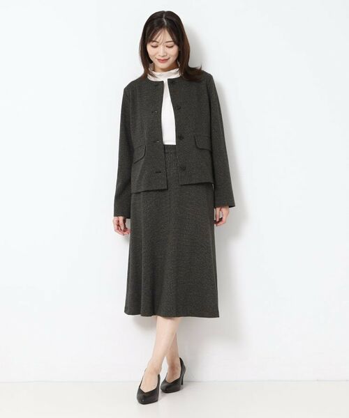 CORDIER / コルディア ノーカラージャケット | 【M～3Lサイズ／裾チュール取り外し可／着丈変化／セットアップ可】ファンタスジャージツイード調ジャケット | 詳細28