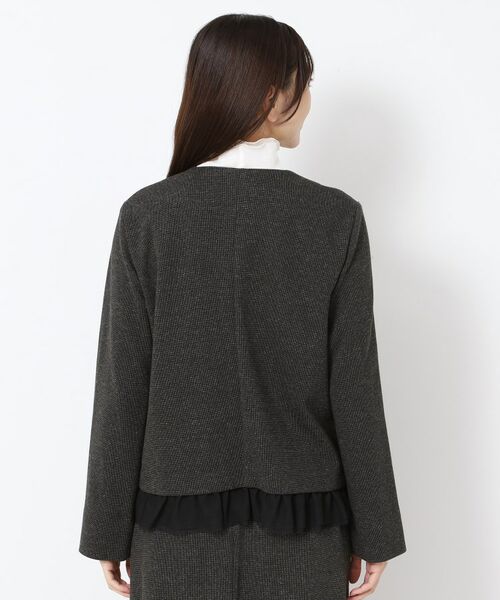 CORDIER / コルディア ノーカラージャケット | 【M～3Lサイズ／裾チュール取り外し可／着丈変化／セットアップ可】ファンタスジャージツイード調ジャケット | 詳細3
