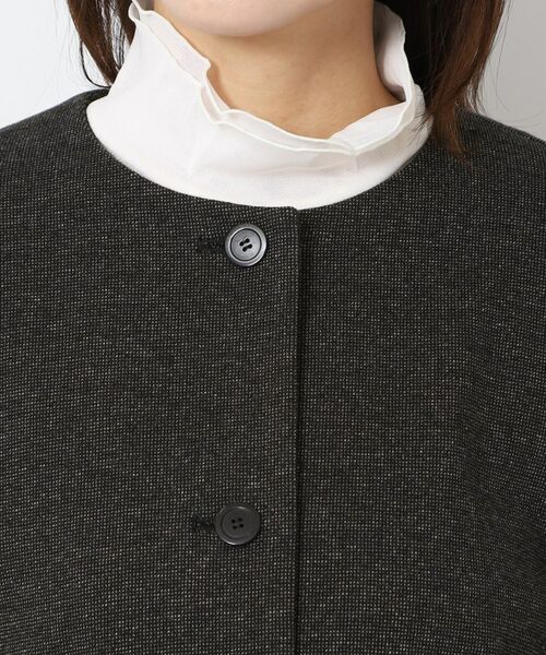 CORDIER / コルディア ノーカラージャケット | 【M～3Lサイズ／裾チュール取り外し可／着丈変化／セットアップ可】ファンタスジャージツイード調ジャケット | 詳細4