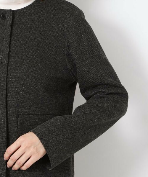 CORDIER / コルディア ノーカラージャケット | 【M～3Lサイズ／裾チュール取り外し可／着丈変化／セットアップ可】ファンタスジャージツイード調ジャケット | 詳細5