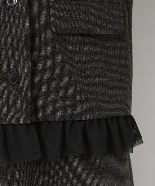 CORDIER / コルディア ノーカラージャケット | 【M～3Lサイズ／裾チュール取り外し可／着丈変化／セットアップ可】ファンタスジャージツイード調ジャケット | 詳細7