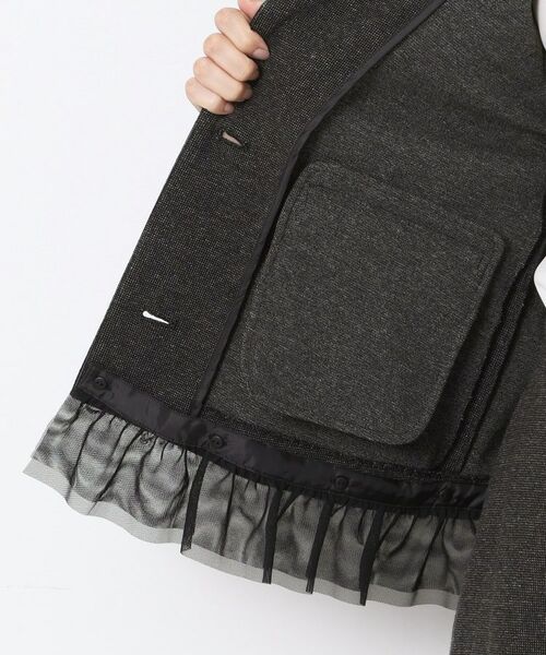 CORDIER / コルディア ノーカラージャケット | 【M～3Lサイズ／裾チュール取り外し可／着丈変化／セットアップ可】ファンタスジャージツイード調ジャケット | 詳細8