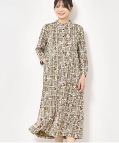 CORDIER / コルディア ロング・マキシ丈ワンピース | 【M～3Lサイズ／洗える】ミラージュジャージ プリントワンピース