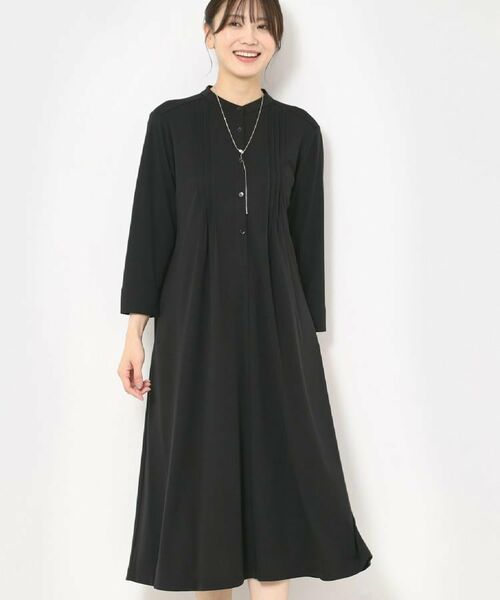 CORDIER / コルディア ロング・マキシ丈ワンピース | 【M~3Lサイズ/洗える】ミラージュジャージ プリントワンピース(ブラック(019))