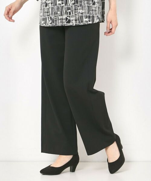 CORDIER / コルディア パンツ | 【S~4Lサイズ/2WAYストレッチ/洗える】リッチソフト進化系ワイドパンツ(ブラック(019))