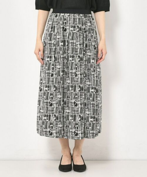 CORDIER / コルディア ロング・マキシ丈スカート | 【M～3Lサイズ／洗える／セットアップ可／ウエストゴム】ミラージュジャージ プリントスカート | 詳細1