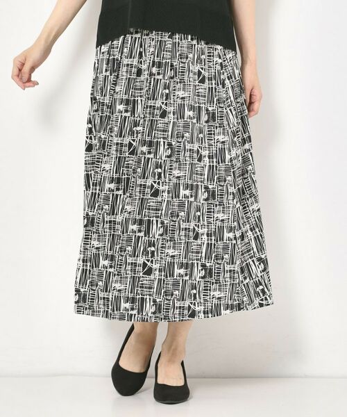 CORDIER / コルディア ロング・マキシ丈スカート | 【M～3Lサイズ／洗える／セットアップ可／ウエストゴム】ミラージュジャージ プリントスカート | 詳細10