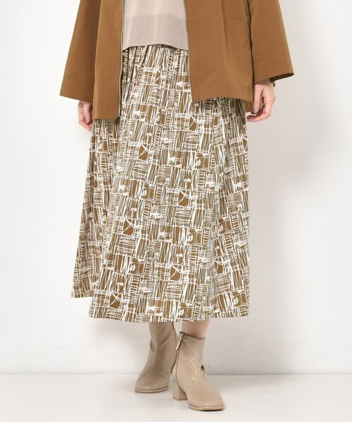 CORDIER / コルディア ロング・マキシ丈スカート | 【M～3Lサイズ／洗える／セットアップ可／ウエストゴム】ミラージュジャージ プリントスカート | 詳細6