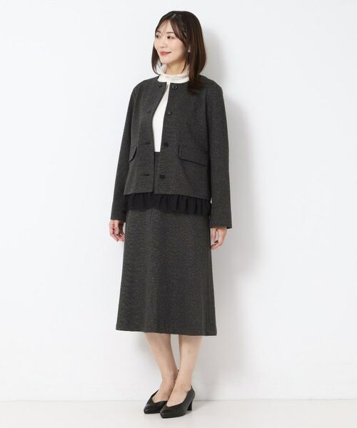 CORDIER / コルディア スカート | 【M~4Lサイズ/セットアップ可】ファンタスジャージツイード調セミフレアスカート | 詳細11