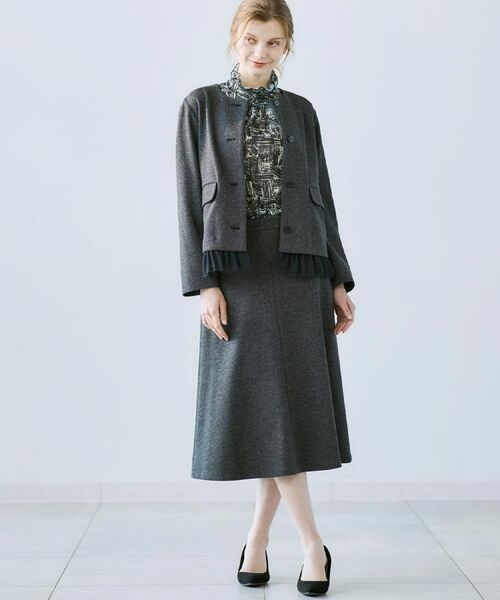 CORDIER / コルディア スカート | 【M~4Lサイズ/セットアップ可】ファンタスジャージツイード調セミフレアスカート | 詳細23