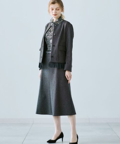 CORDIER / コルディア スカート | 【M~4Lサイズ/セットアップ可】ファンタスジャージツイード調セミフレアスカート | 詳細24