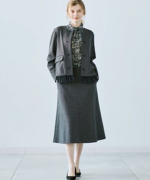 CORDIER / コルディア スカート | 【M~4Lサイズ/セットアップ可】ファンタスジャージツイード調セミフレアスカート | 詳細25