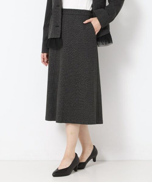 CORDIER / コルディア スカート | 【M~4Lサイズ/セットアップ可】ファンタスジャージツイード調セミフレアスカート | 詳細9